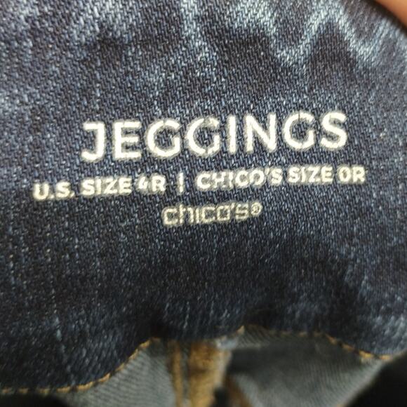 Chico's Women's US Size 4 (Small) Vanity 0 Pull-On Blue Jean Leggings Jeggings - Picture 4 of 5